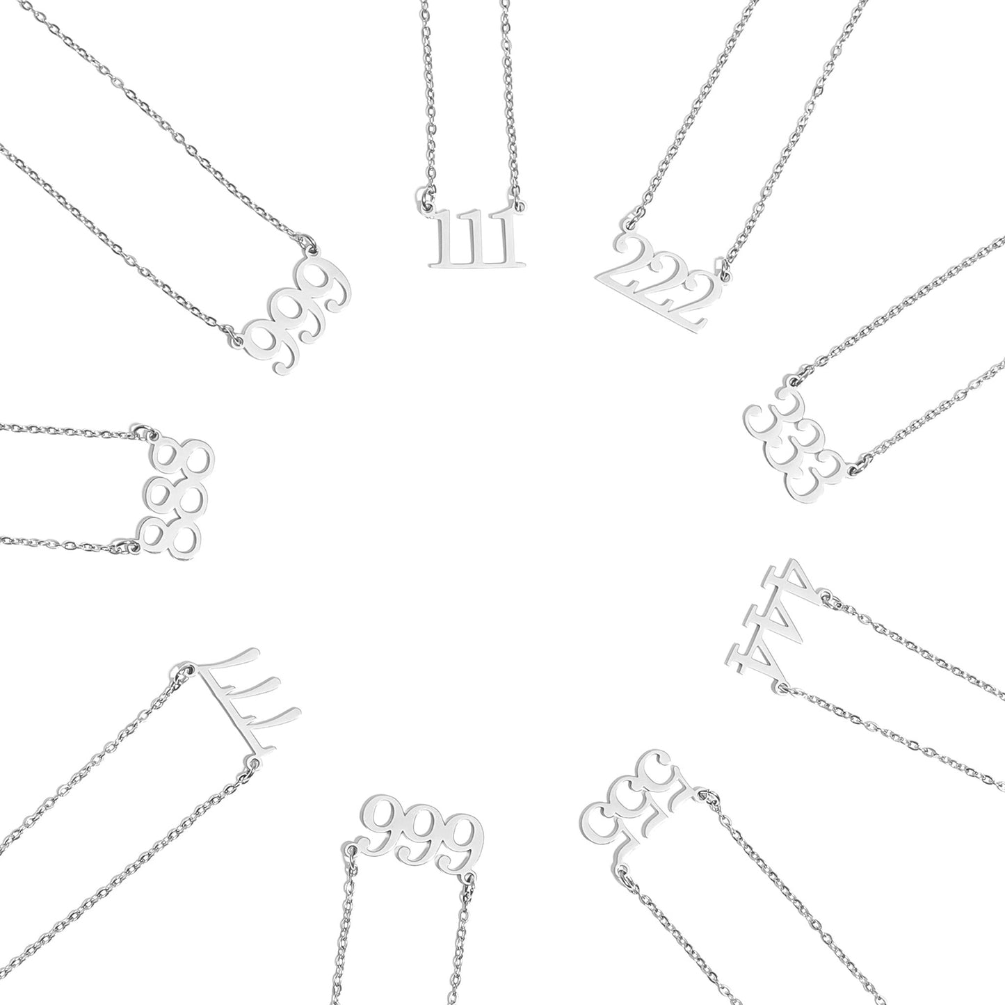 18K Gold PVD Stainless Steel Angel Number Necklace / CHN0045