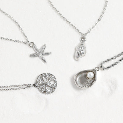 18K Gold PVD Stainless Steel Shell Charm with Pearl / PDL0191