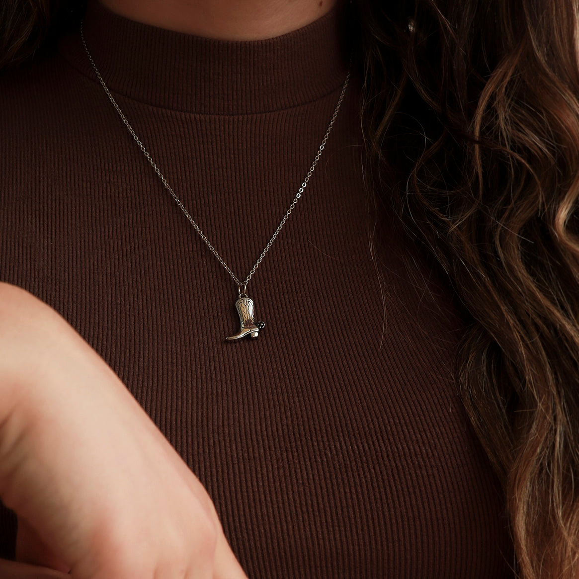 18K Gold PVD Stainless Steel Cowboy Boot Pendant / PDL9020