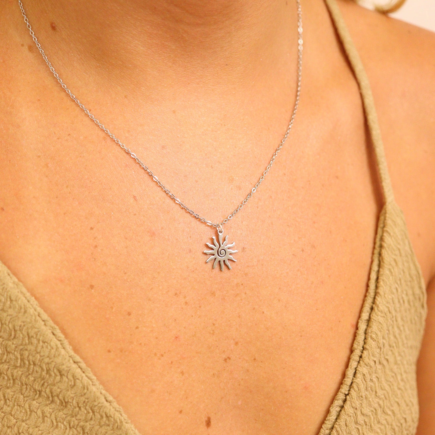 18K Gold PVD Stainless Steel Spiral Sun Charm / PDL0089