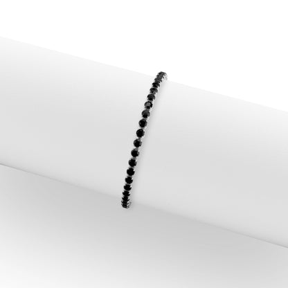 Stainless Steel Jet Rhinestone Tennis Chain Bracelet / TBR0003