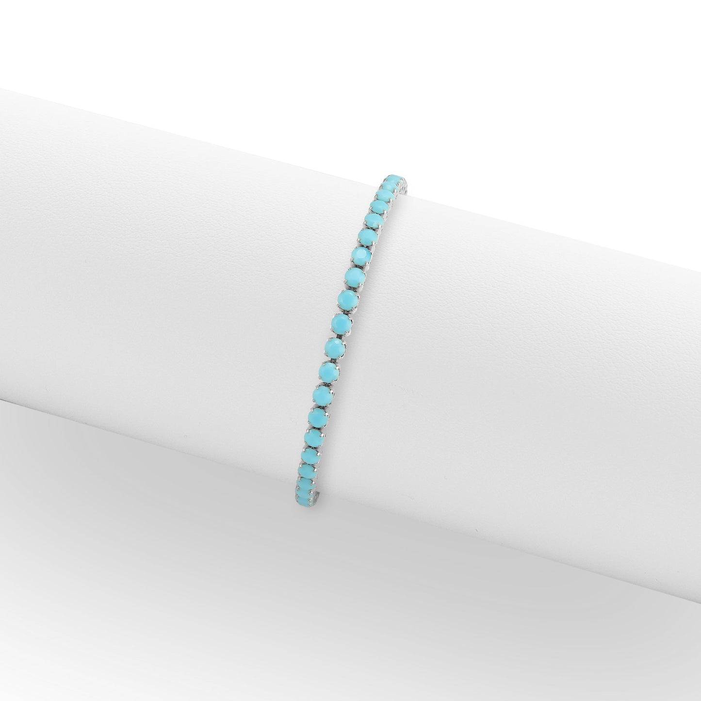 Stainless Steel Turquoise Rhinestone Tennis Chain Bracelet / TBR0005