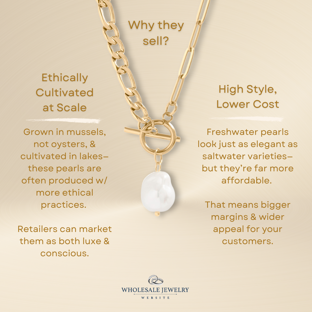 18K Gold PVD Stainless Steel Freshwater Pearl Charm Holder Necklace / CHN0100