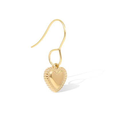 18K Gold PVD Stainless Steel Beaded Trim Heart Charm / PDL0118