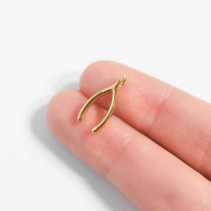 18K Gold PVD Stainless Steel Wishbone Charm / PDL0183
