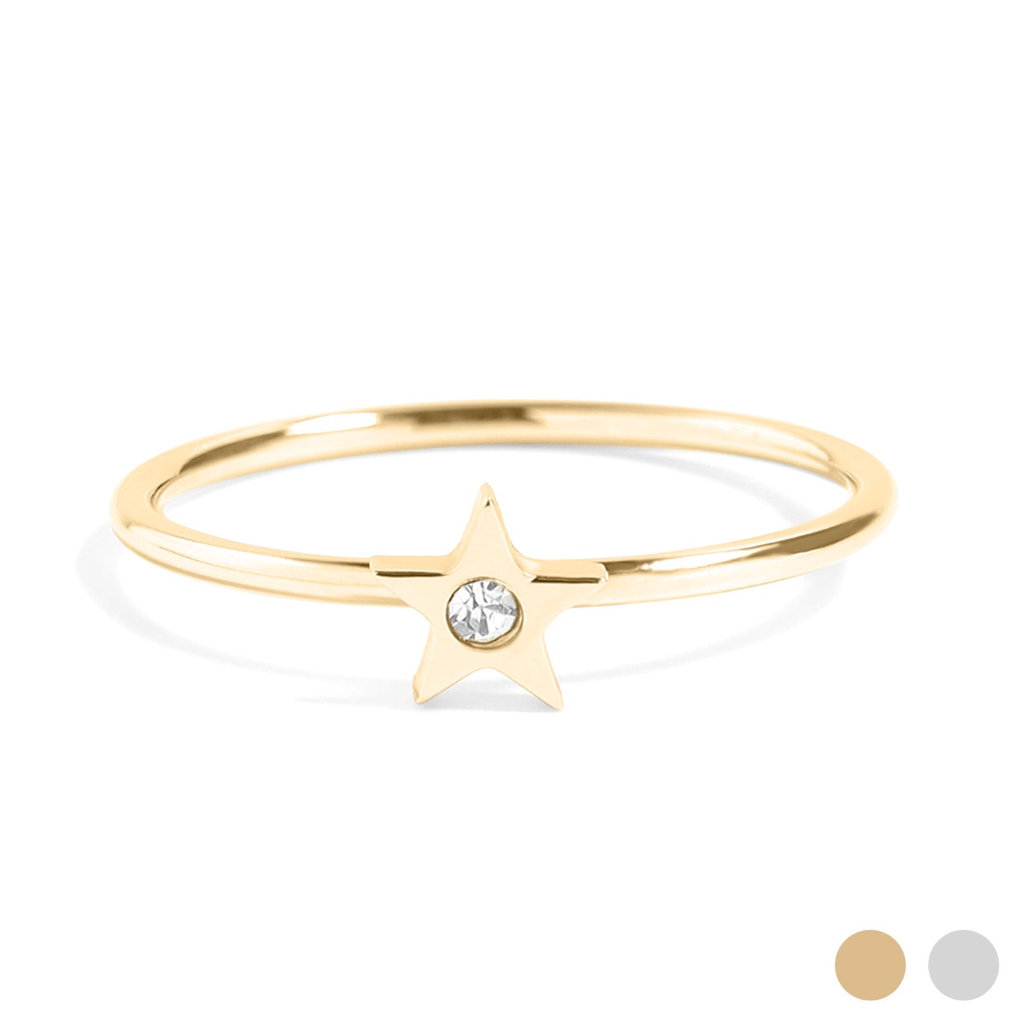 18K Gold PVD Stainless Steel CZ Stone Star Symbol Ring / ZRJ0003