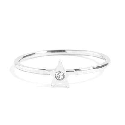 18K Gold PVD Stainless Steel CZ Stone Star Symbol Ring / ZRJ0003