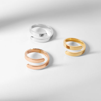 18K Gold PVD Stainless Steel Blank Engravable 2 Name Wrap Ring / ZRJ9016