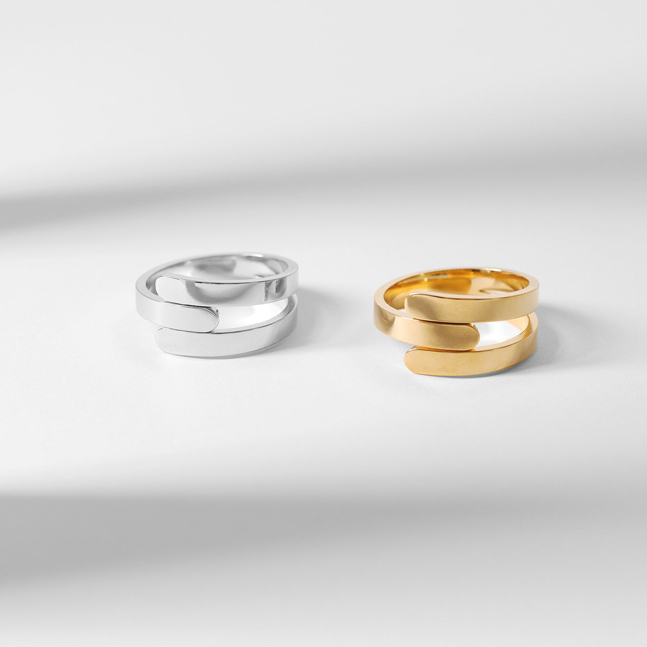 18K Gold PVD Stainless Steel Blank 3 Name Wrap Ring / ZRJ9018