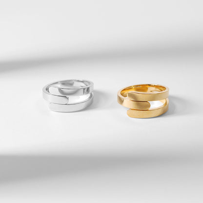 18K Gold PVD Stainless Steel Blank 3 Name Wrap Ring / ZRJ9018